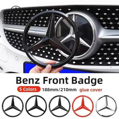 2025 Hot For Benz 1pcs 188mm 210mm ABS Car Front Grille Badge Decal Cover Emblem For Mercedes Benz A/B/C/E/S Class GLA CLA GLE G