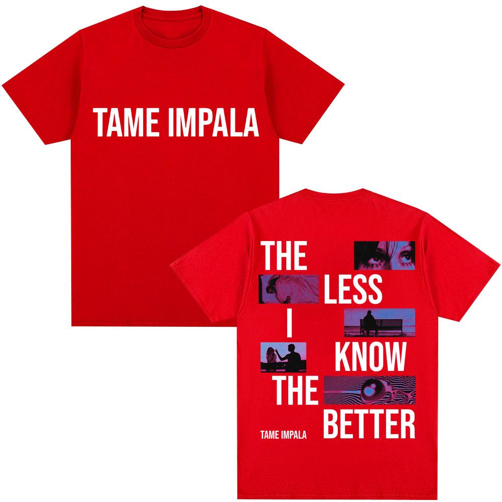 Rockband Tame Impala The Less I Know The Better T-Shirt Herren Vintage Hip Hop Gothic T-Shirts Baumwolle Lässig Übergroßes T-Shirt