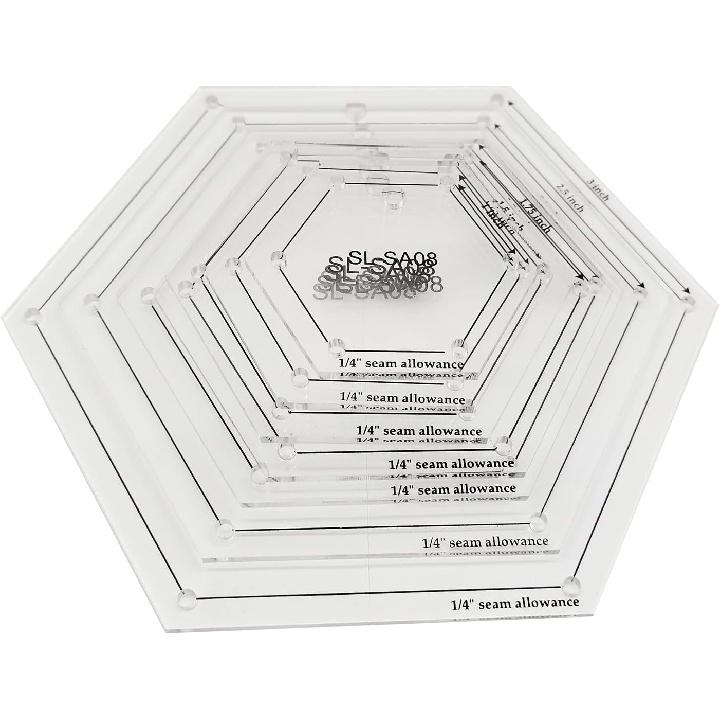 YICBOR Mini Hexagon Quilting Template for Domestic Sewing Machine 1 Set = 8pcs#SL-SA08