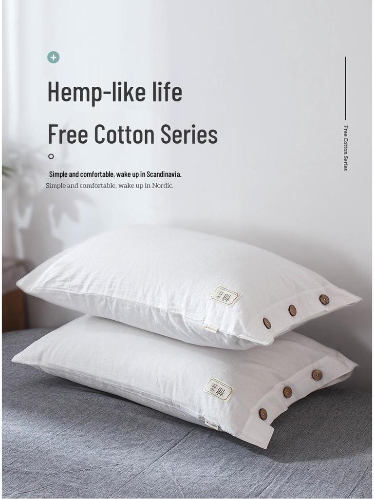 Zestaw 2 poszewek na poduszkę pojedynczą z czystej bawełny i lnu z wewnętrznym wkładem w całości bawełnianym, 48cm x 74cm