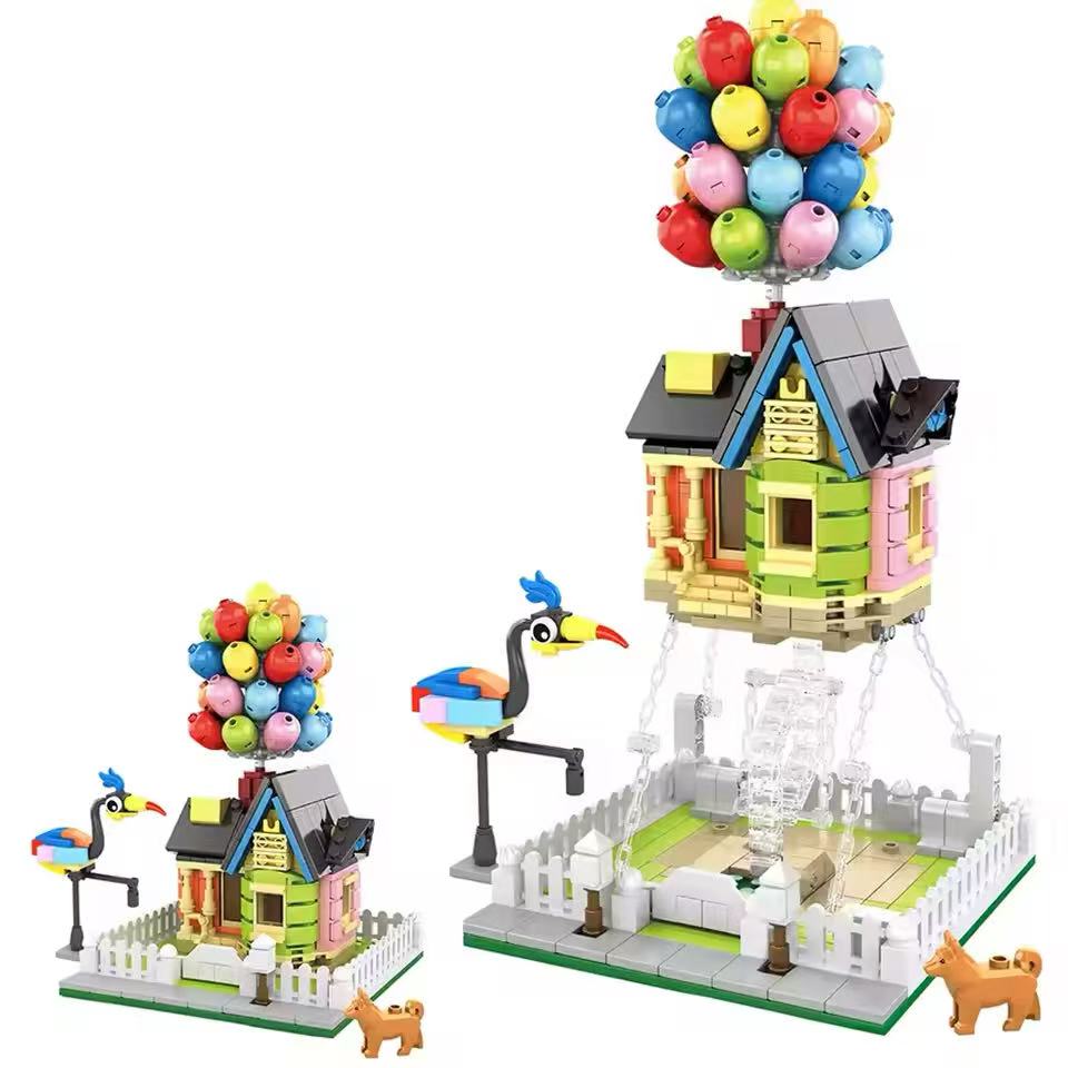555pcs Creative Balloon House Street View Building Block Toys Children's Puzzle Building Block Toys Desktop Models Kids Gifts