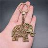 Elephant Horse Animal Duo Pendant Antique Bronze Metal Keychain with 30mm Ring for Students Hot Sale
