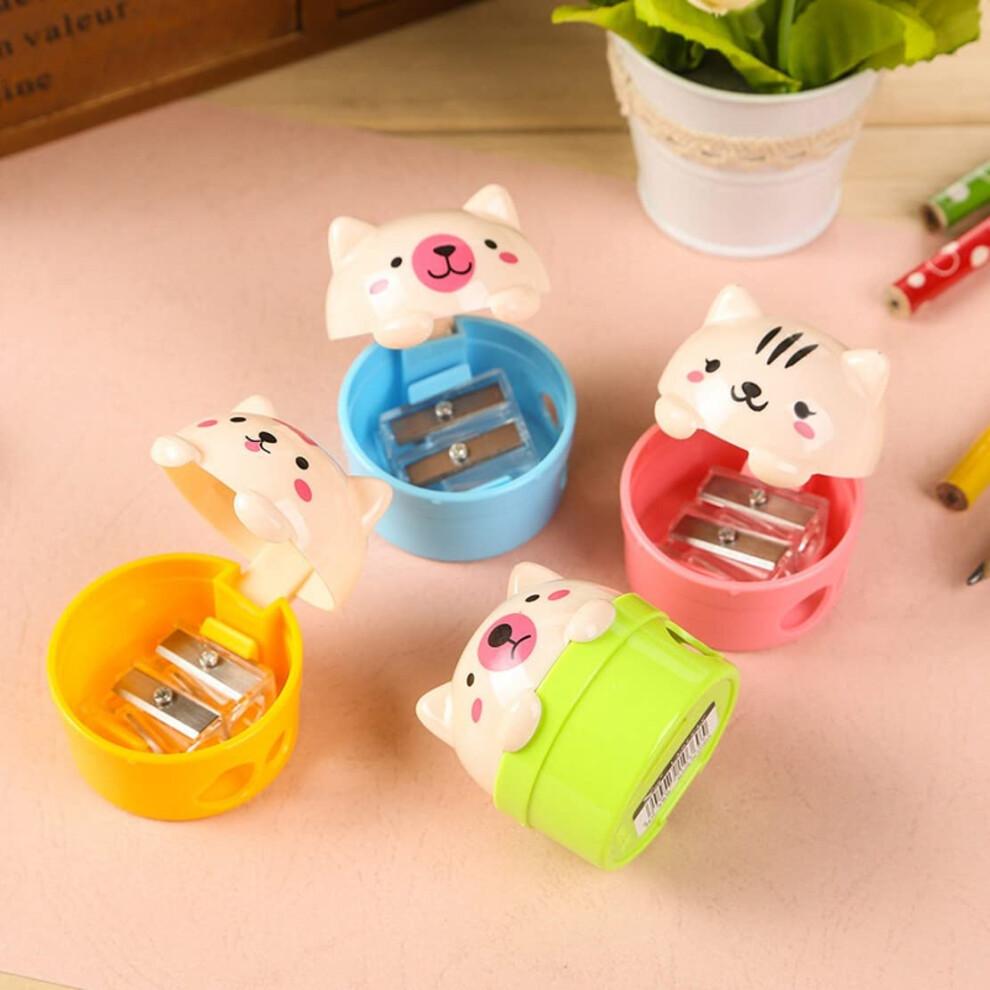 JZK 24 x Small Animal Pencil Sharpener with Container for Kids Party Bags fillers, Cute Pencil Sharpener for Children Birthday Favours, giveaways,