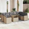 VidaXL Garden Furniture Set with Cushions 10 Pcs Beige Braided Resin 3326380