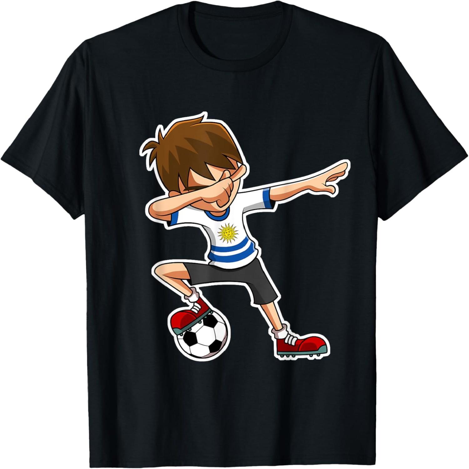 Dabbing Soccer Boy Uruguay Jersey, Uruguayan Kids Dab Gifts T-Shirt S