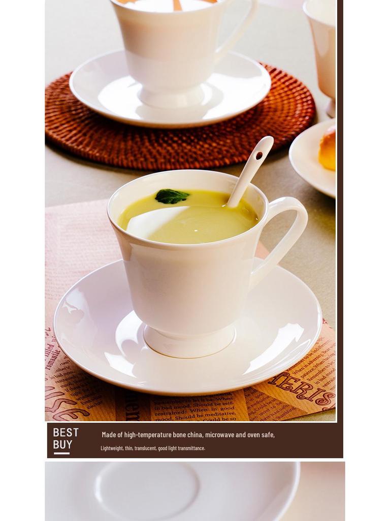 White Bone China Ceramic Latte & Tea Cup