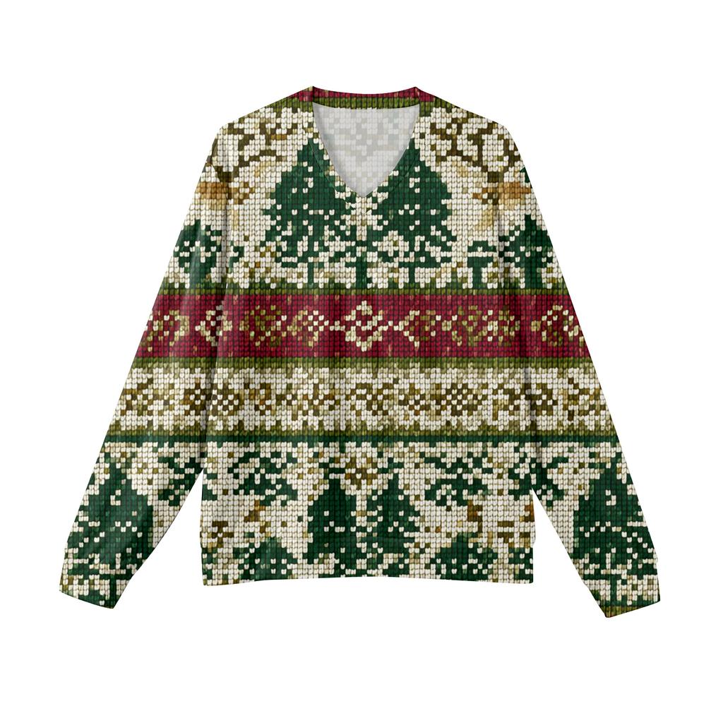 Herren V-Ausschnitt Langarm Rippstrick Pullover