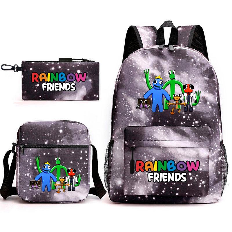 Rainbow Friends Surrounding Backpack Elementary School Student Starry Sky School Bag Three-piece Set