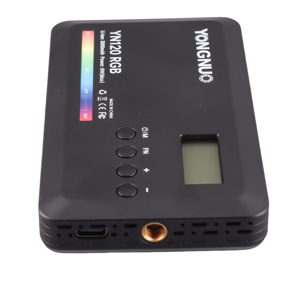 YN120 8W RGB Photography Lamp Bi-color LED Light Vlog Light 2500K-9900K Color Temperature Dimmable with 0.96in LCD Screen 120 LED Beads