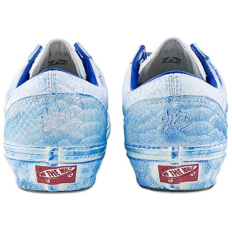 Vans Abrasion Resistant Low top Skateboard Shoes Unisex White Blue Sneakers VN000D57CDA