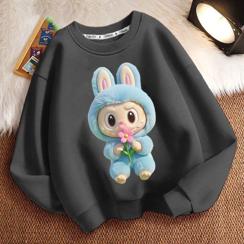 Mikiny s kulatým výstřihem pro děti, s dlouhým rukávem, módní a volné mikiny pro chlapce a dívky na jaro a podzim