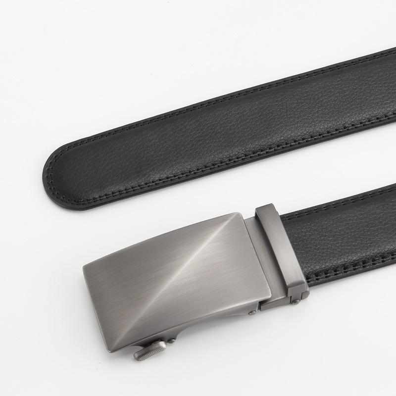 

Новый мужской ремень из кожи второго слоя с автоматической пряжкой, кожаный ремень из натуральной коровьей кожи, деловой повседневный ремень 110-130CM