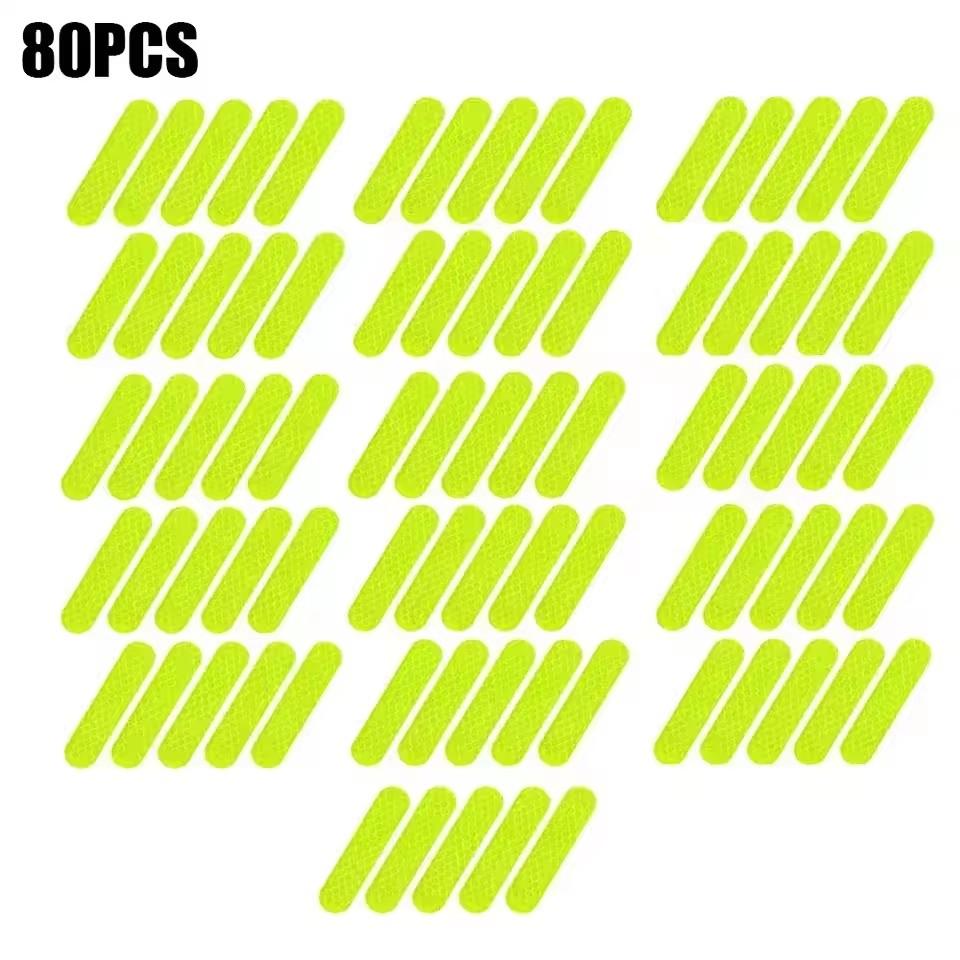 80-10Pcs Helmet Safety Warning Reflective Stickers Strip Waterproof High Visibility Reflector Tape for Night Riding Walking Car