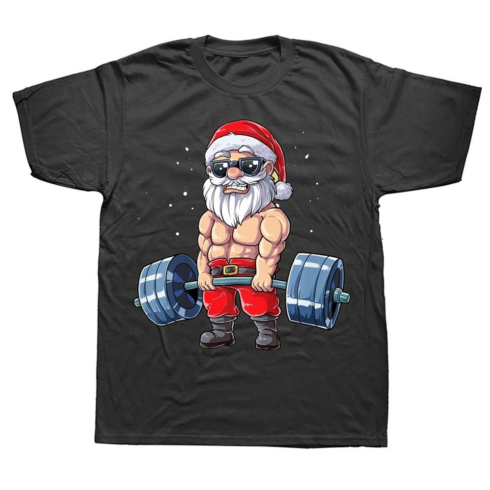 

Funny Santa Weightlifting Christmas Gym Deadlift Xmas T Shirts Graphic Cotton Streetwear Short Sleeve Birthday Gifts T-shirt 4XL
