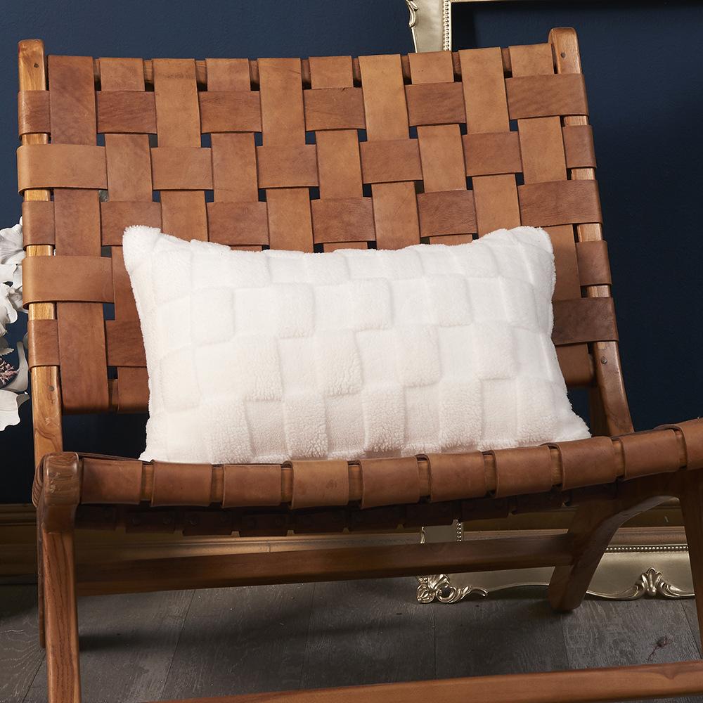 Double-sided Grain Velvet Three-dimensional Jacquard Checkered Pillow Cushion Sofa Living Room Invisible Zipper Pillow Cover