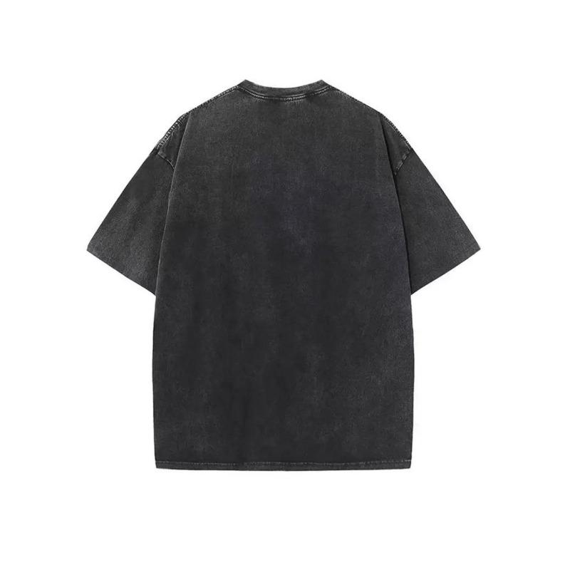 Men's Heavyweight Vintage Washed T-Shirt - Oversized Loose Fit Round Neck Short Sleeve Top, Soft Durable ,Spring/Summer Casual Wear - Machine Washable