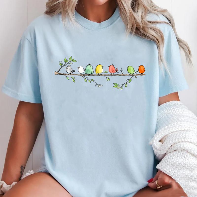 Birdwatching T Shirt Unisex Unisex Cute Bird Tee Cotton Short Sleeve Crew Neck Printed TShirt Casual Comfortable Summer Clothes