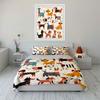"Cartoon Dog Print Decor Set" Bedding Set with 1 Duvet Cover 2 Pillowcases Single Double King Queen Gift