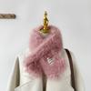 Soft waxy wind thickened solid color fluffy scarf to keep warm imitation Rex rabbit hair cross scarf plush collar women