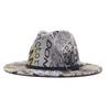 Autumn and winter men's and women's new letter digital printing big eaves hat fashionable British woolen belt jazz hat