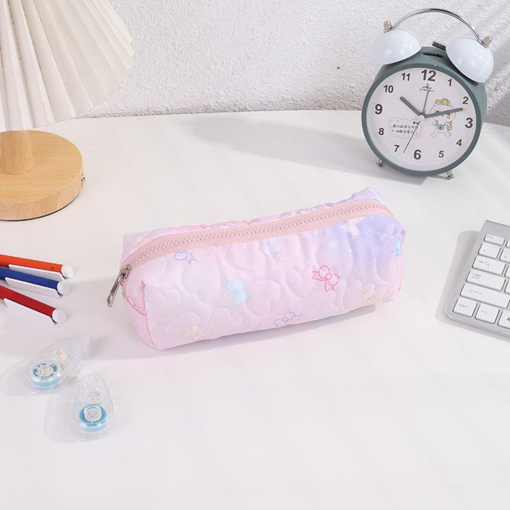 

Пенал с бантиком Портативная косметичка Мультяшная сумка для ручек Школа Офис розовый