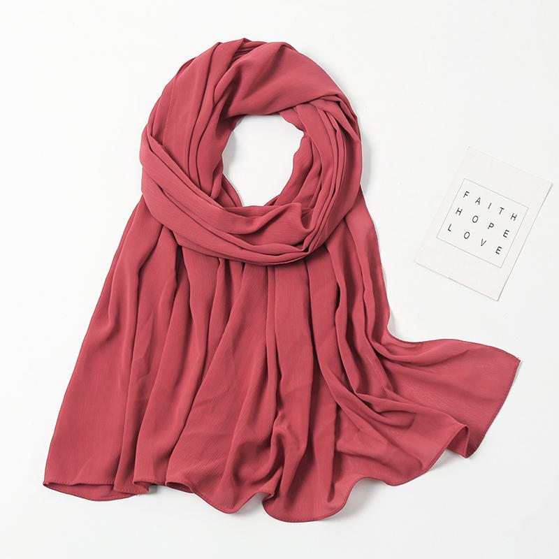 High Quantity Georgette Crepe Hijabs Crinkle Chiffon Scarf Women Muslim Headscarf Fashion Long Shawls Headband 180*70Cm