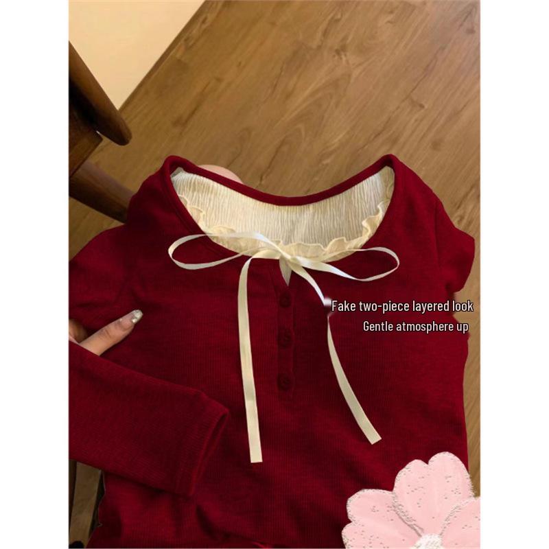 

Топ с рубчиком облегающего кроя, весна 2024, двухкомпонентный вид Large красный