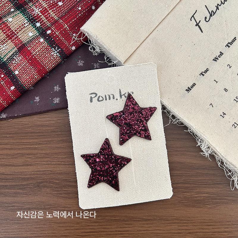 Neuer Süßer und Niedlicher Kinderstil Feiner Glitzernder Fünfzackiger Stern Herz Mode Haarspange Paillettenstern Gebrochene Haarspange Mädchen Haaraccessoire