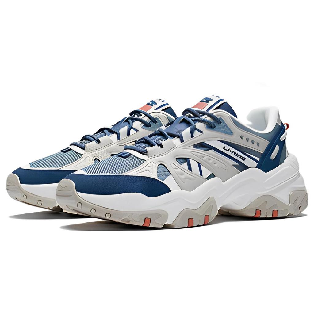 New LINING Casual Shoes Men Low Top Muddy Blue/Lead Gray Green/Cloud Rain Gray AGLS051-4