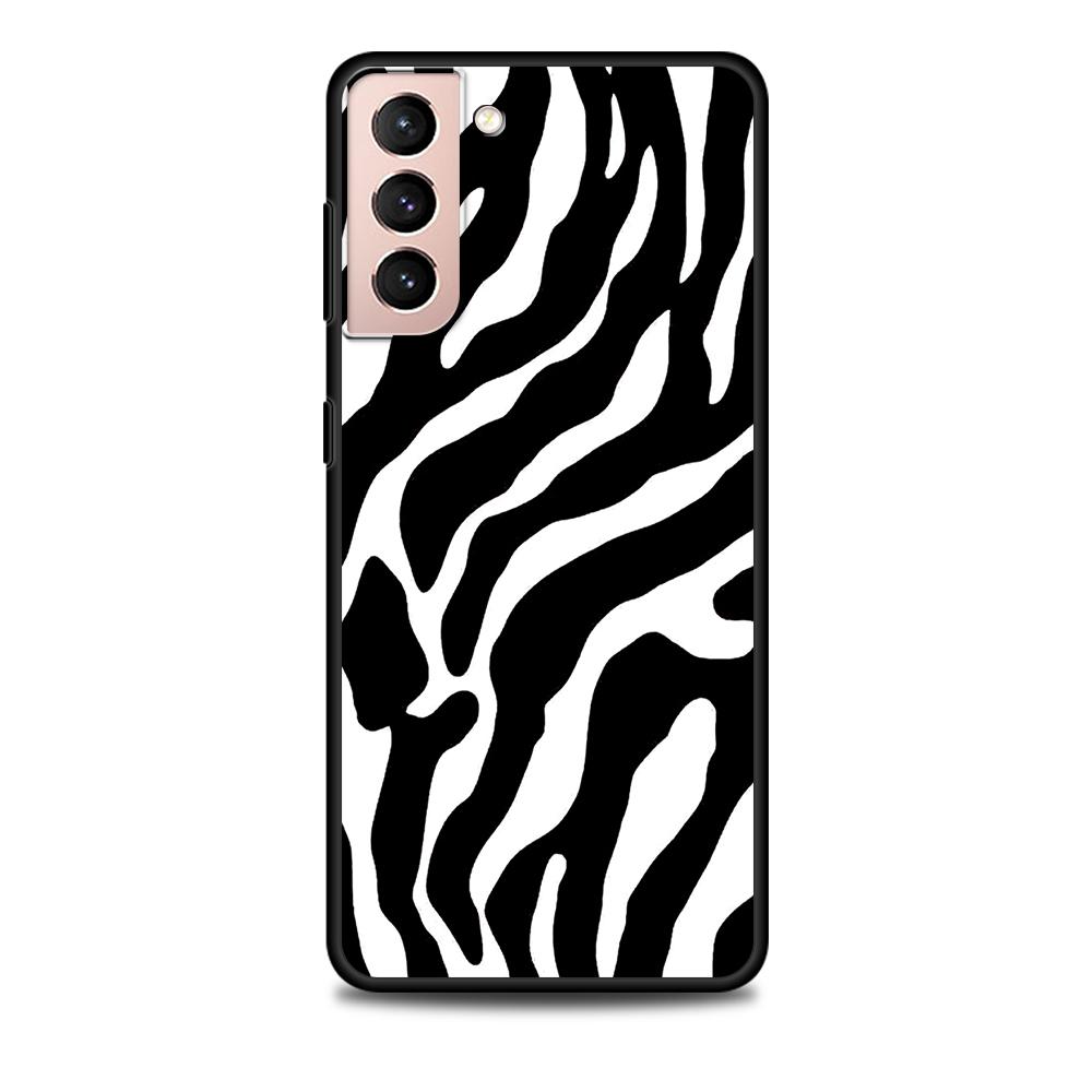 Zebra Stripe Print Case for Samsung Galaxy S22 Ultra Phone Cover S21 S20 FE S10 S9 S8 Plus S10e S7 Edge Black Soft Silicone
