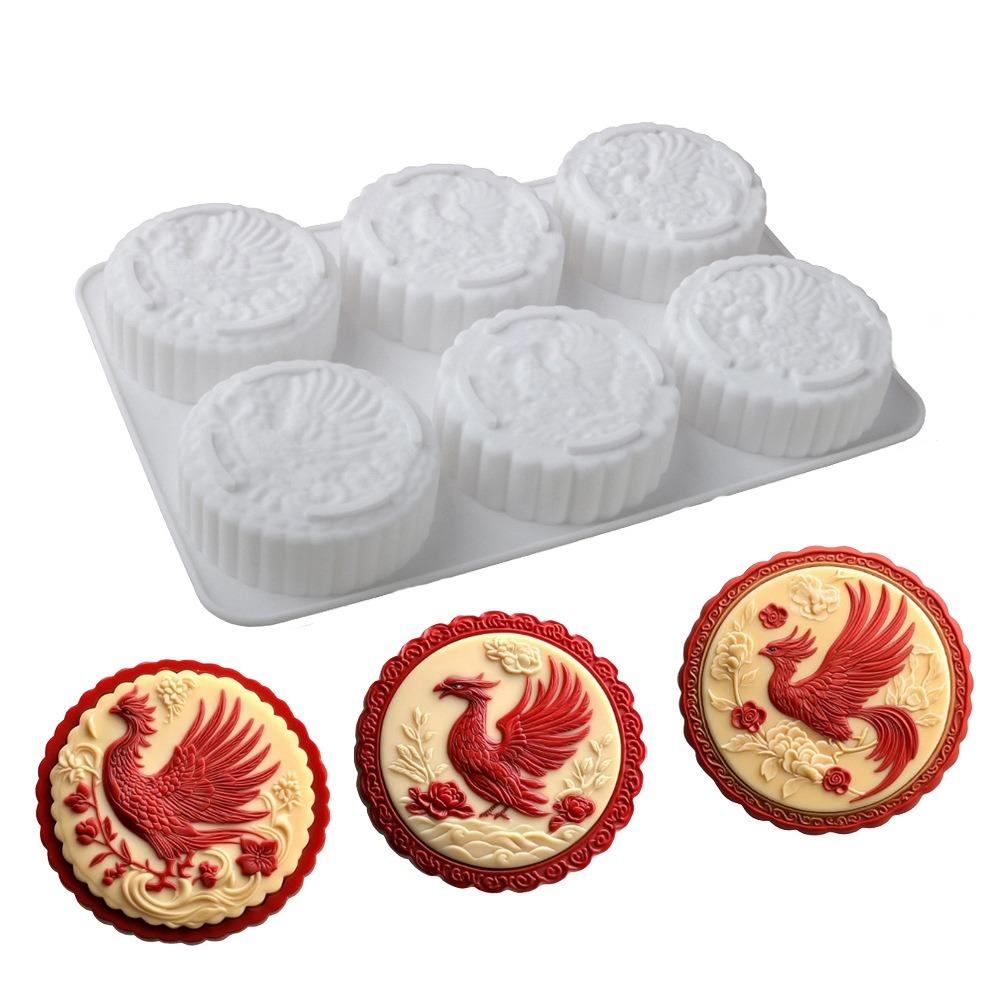 Silicone Auspicious Clouds Mooncake Mold 6 Cavities Mung Bean Cake Mold Soap Mold  Kitchen