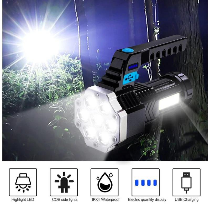 800LM Portable  LED Strong Light Flashlight USB Rechargeable Waterproof Handheld Lantern Flashlights for Outdoor Camping