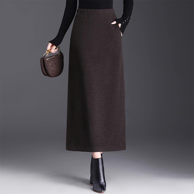 Women's Winter 2025 Woolen Plaid High-Waisted Korean A-Line Mid-Length Skirt - Slim-Fit, Belly-Flattering Umbrella Design
