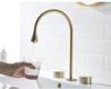 Widespread Basin Faucet Bathroom Hot and Cold Total Brass Water Mixer Tap Brush Gray Black Basin Water Sink Mixer crane