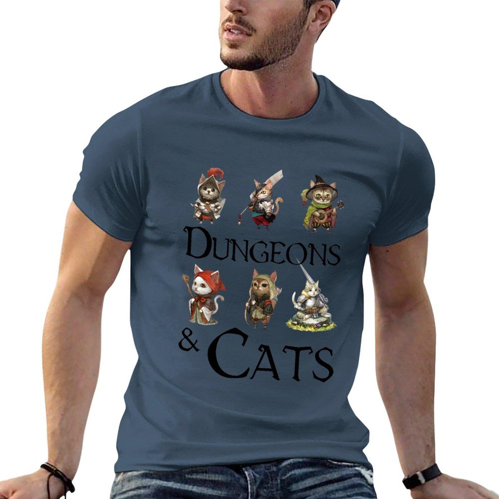 Dungeons And Cats Tshirt Funny T Shirts Dark Humor Unisex T Shirts For Unisex Cotton Tshirt 100 Tshirt S