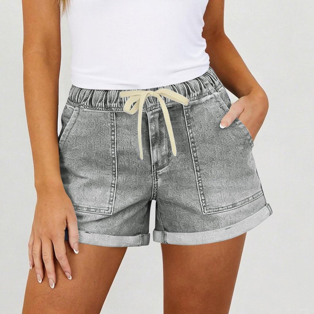 Women's Color Jeans Stretch Slim Fit Distressed Denim Shorts
