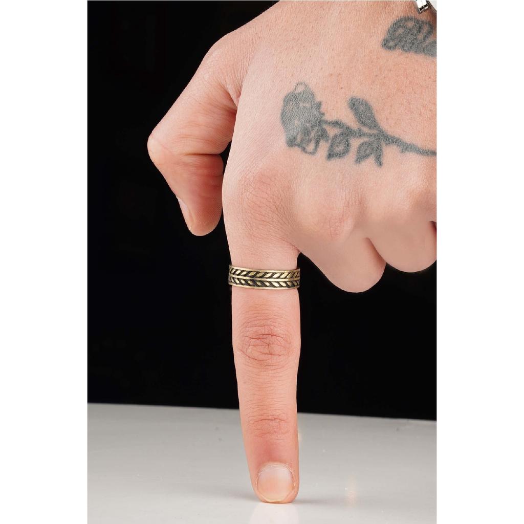 Verstellbarer, zweifarbiger Unisex-Ring, Modell Caesar Crown Leaf