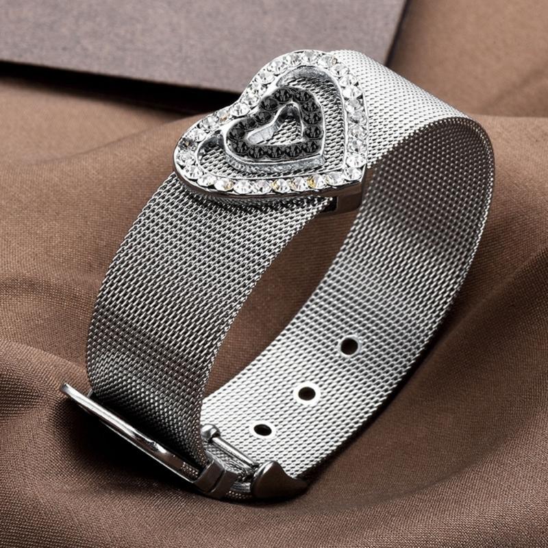 South Korea Niche Ins Love Rhinestone Strap Style Design Bracelet Silver Futuristic Cold Temperament Hand Jewelry