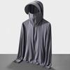 Ice Silk UV Protection Sunscreen Hooded Jacket for Men Women Long Sleeve Outdoor Coat with Zipper Closure