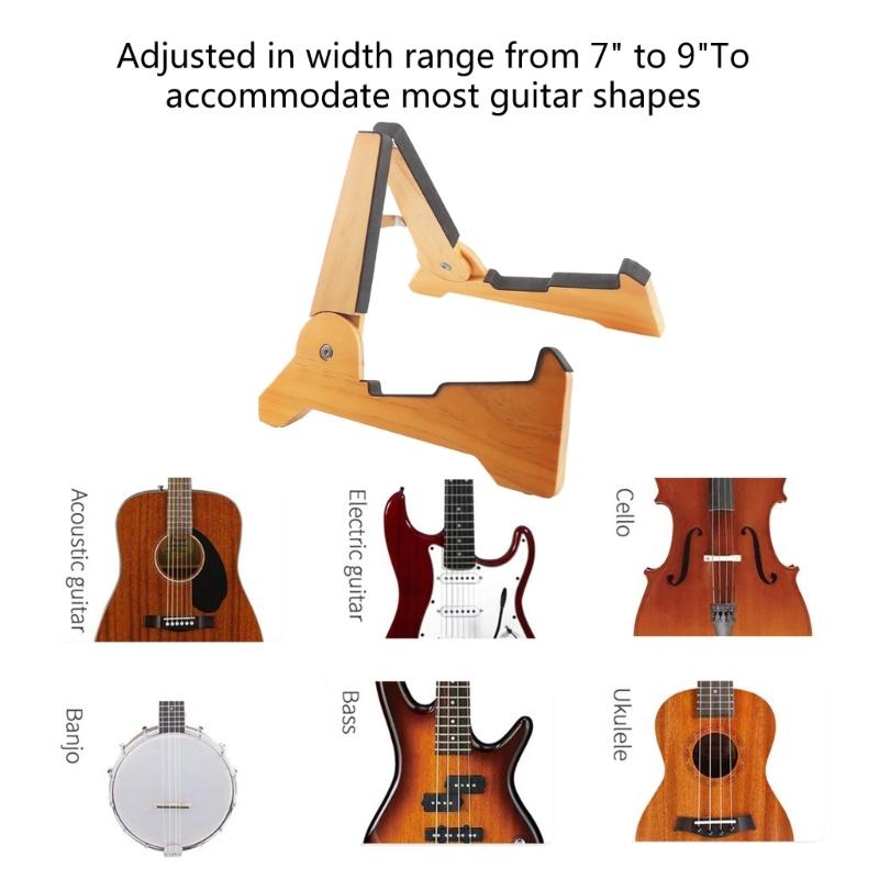 Wooden A-Frames Adjustable Floor Guitar Holder Universal Folding Guitar Bass Floor Stand Stable Instrument Stand