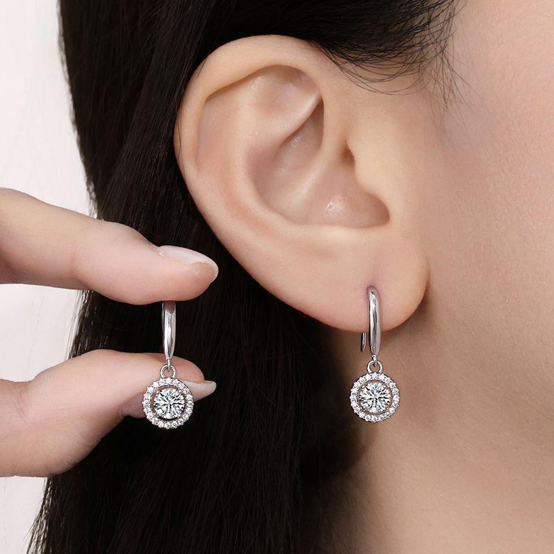 

Sterling Silver Moissanite Star Earrings - White Gold Plated, Light Luxury Studs 925 Silver
