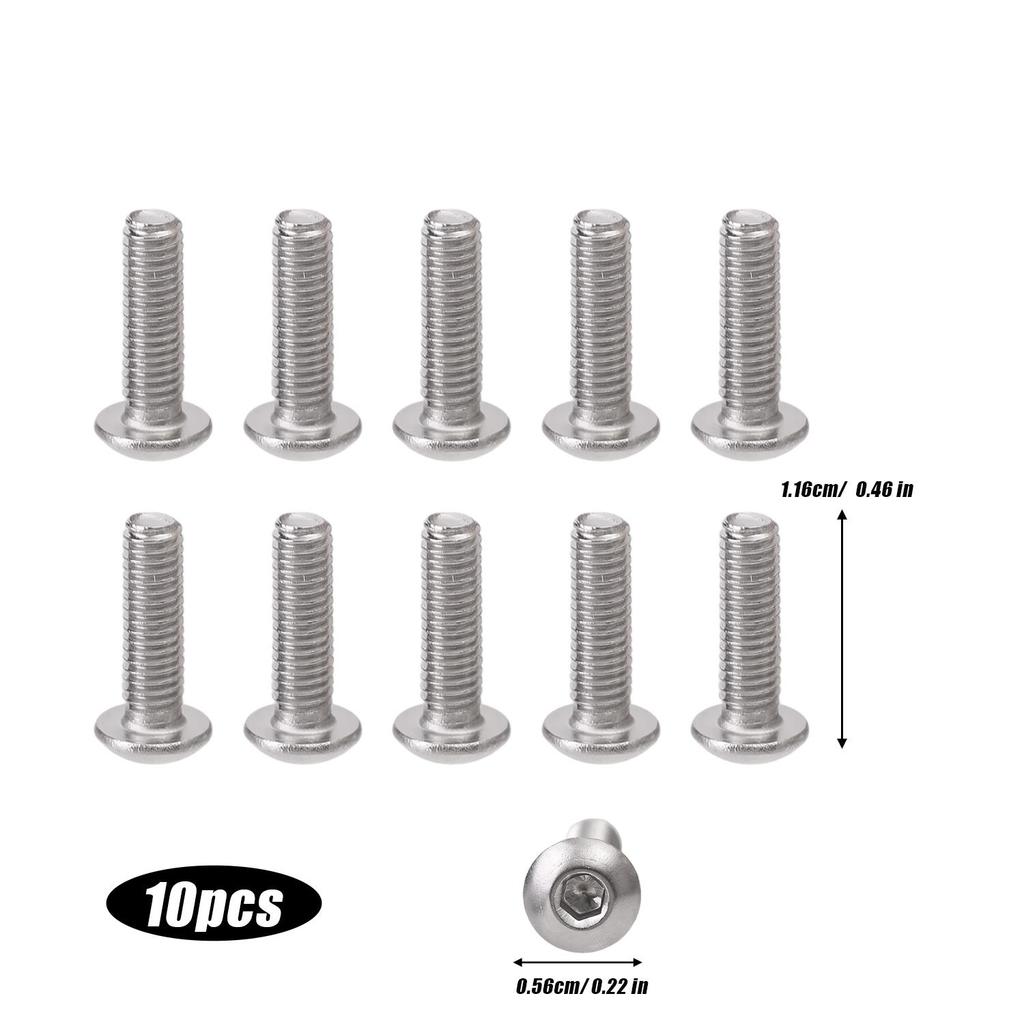 100/10x Inner Triangle Round Head Machine Tooth Screw Fastening Mechanical Thread Mushroom Head Screws Hexagon Socket Button