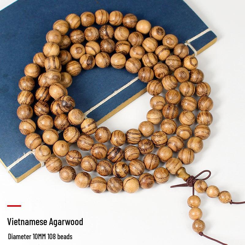 Vietnam Agarwood Bracelet: White Sand Prayer Beads - Unisex Jewelry with Natural Texture, Perfect for Couples