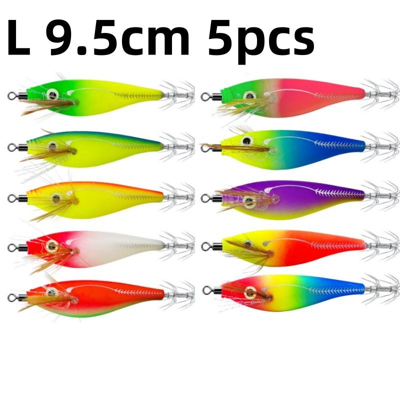 1/5Pcs Glowing Squid Hooks Horizontal Shrimp Lures Baits For Cuttlefish Squid Jigs Hard Baits For Octopus Fishing