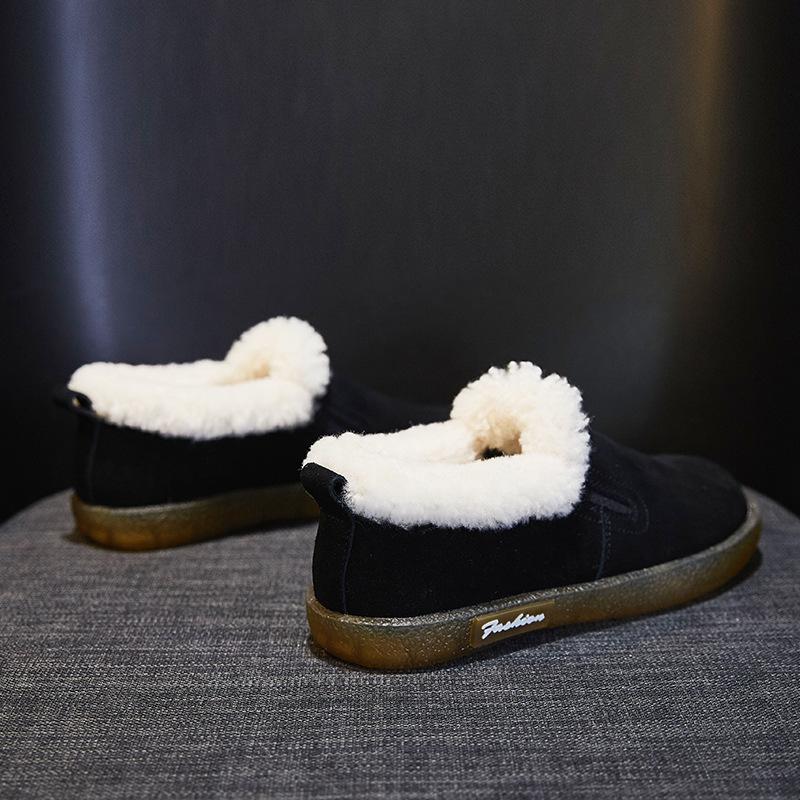 

2025 autumn and winter Internet celebrities soft-soled fluffy shoes women s flat-soled Doudou shoes wear a pedal lazy single shoes trendy warm models 41 чёрный