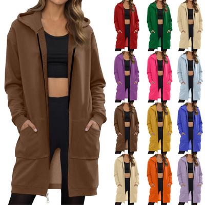Women's Zip Up Hoodies Oversized Fleece Long Pullover Hooded Sweatshirts Casual Long Sleeve Fall Hoodie Jacket