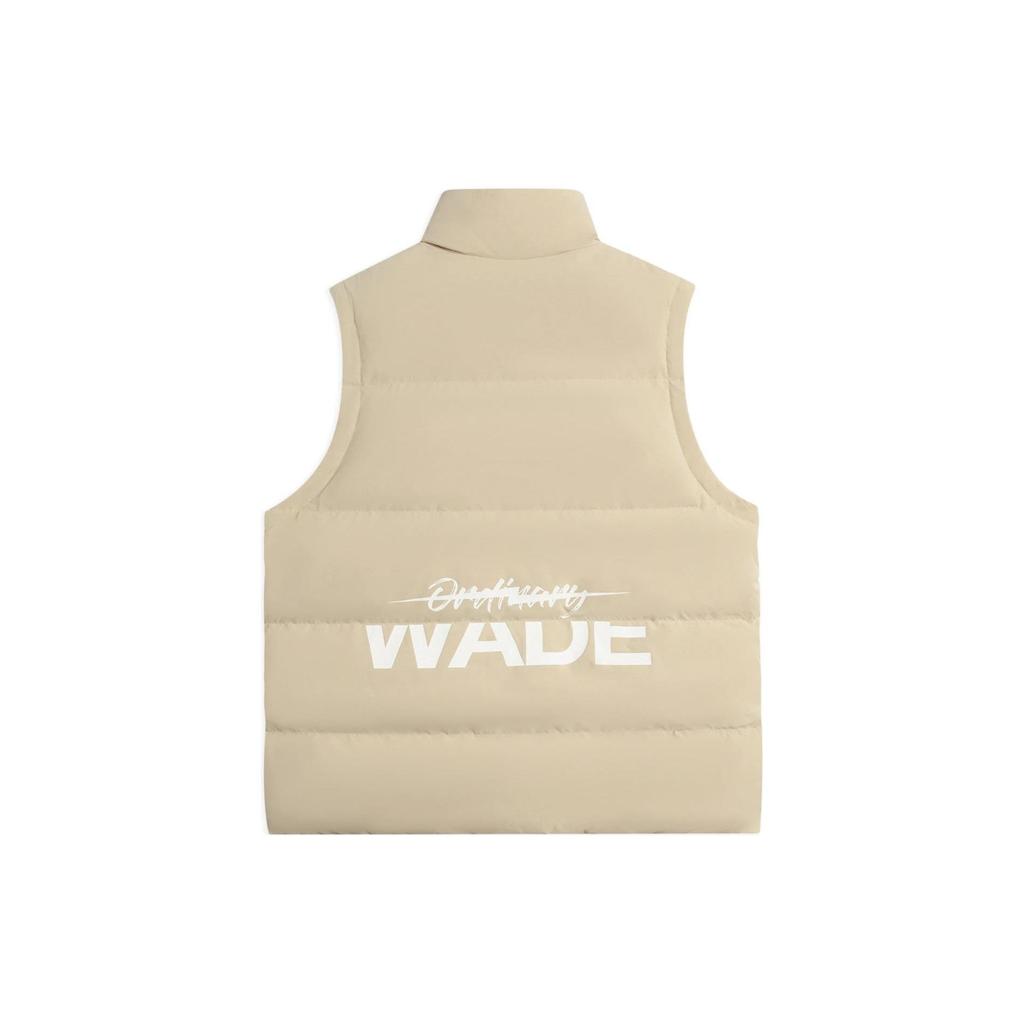 Li Ning Wade Series Contrast Color Logo Print Stand Collar Down Vest Men Vests Off-White AMRS035-3