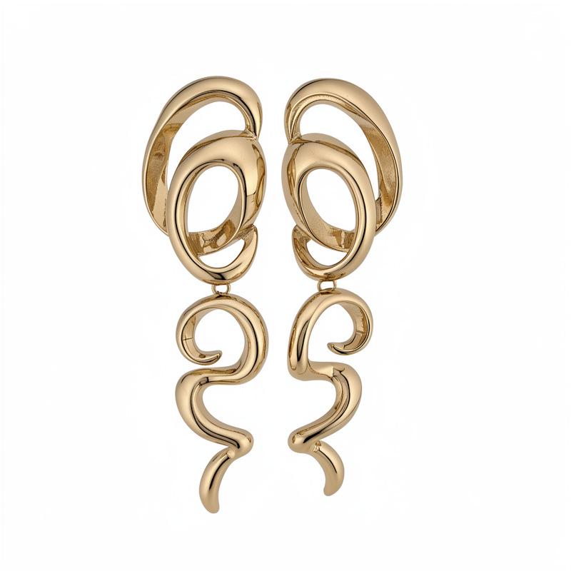 Silver Needle High-End Geometric Metal Stud Earrings for Women - Unique and Stylish Design