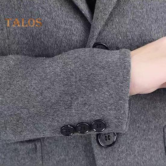Vlněný kabátek Kabát Klopa Dlouhý rukáv Jednořadá bunda se dvěma knoflíky a kapsami Jednobarevná bunda