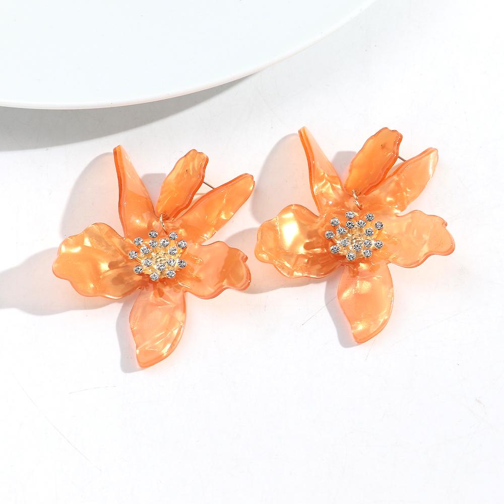 Statement Colorful Acrylic Large Flower Earrings for Women Fashion Resin Geometric Floral Drop Earring Popular Jewelry Gift